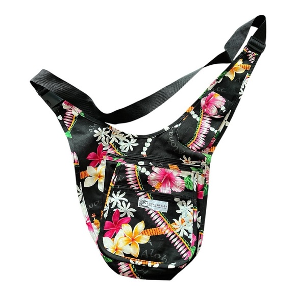 Local Design Black Floral Crossbody Bag with multiple pockets - Picture 1 of 11